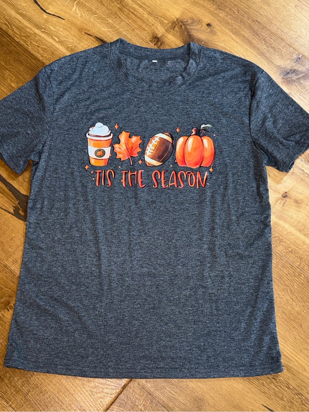 Women's 'Tis The Season Short Sleeve Graphic Tee - Charcoal/Orange
